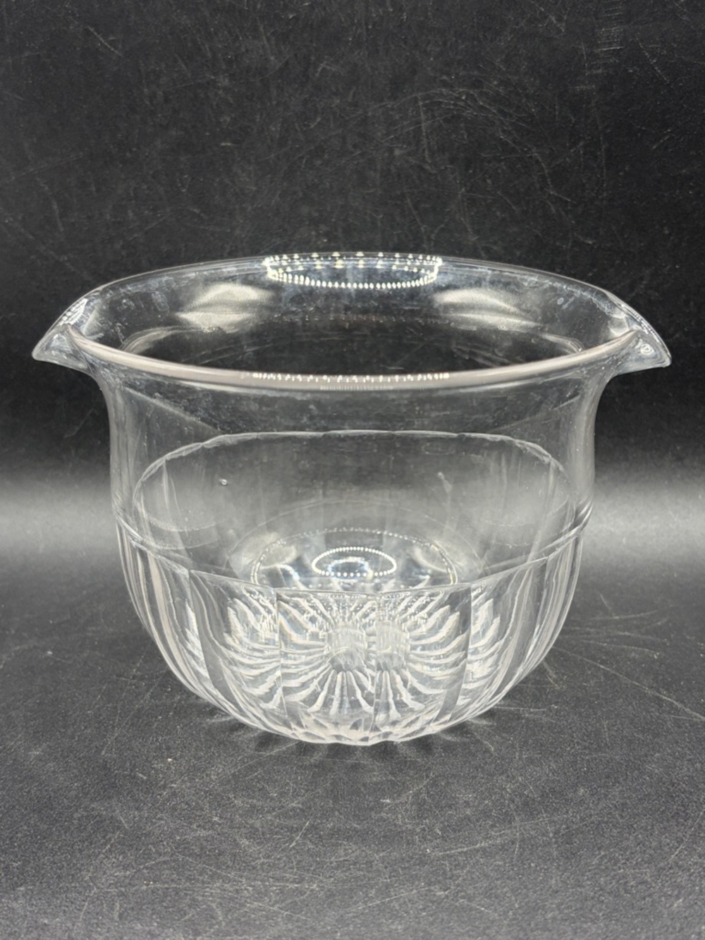 Antique Clear Crystal Fluted Double Spout Wine Rinser Bowl Tableware Kitchenware